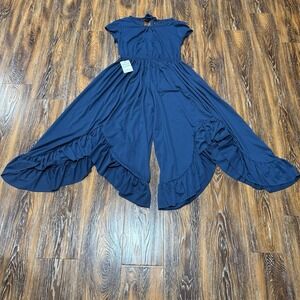 NEW Joyfolie Mia Joy Canyon Jumpsuit Deep Sea Blue Girl's Size 12 Dress Jumper
